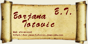 Borjana Totović vizit kartica
